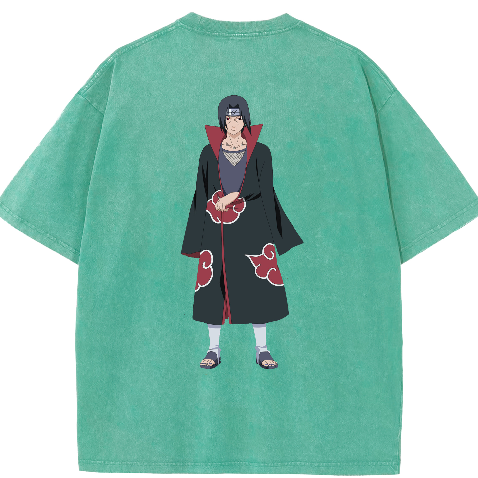 （画像用） NARUTO -ナルト- うちは イタチ Uchiha Itachi 綿100% ヴィンテージ風 半袖Tシャツ（背面プリント）